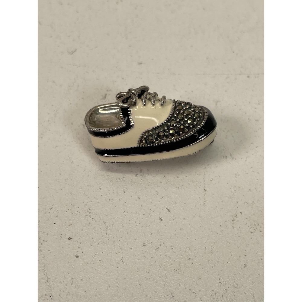 Vintage Judith Jack Sterling Silver Sneaker Shoe Brooch Marcasite Enamel Pin